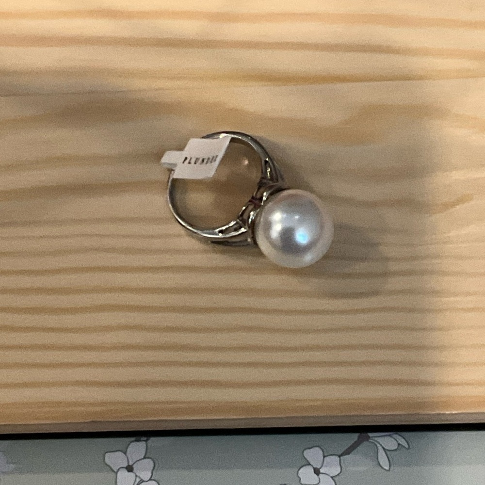 Plunder | Camilla Elegant Silver Pearl Ring Size 7